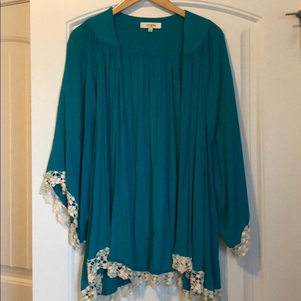 Umgee turquoise dressy kimono VEUC